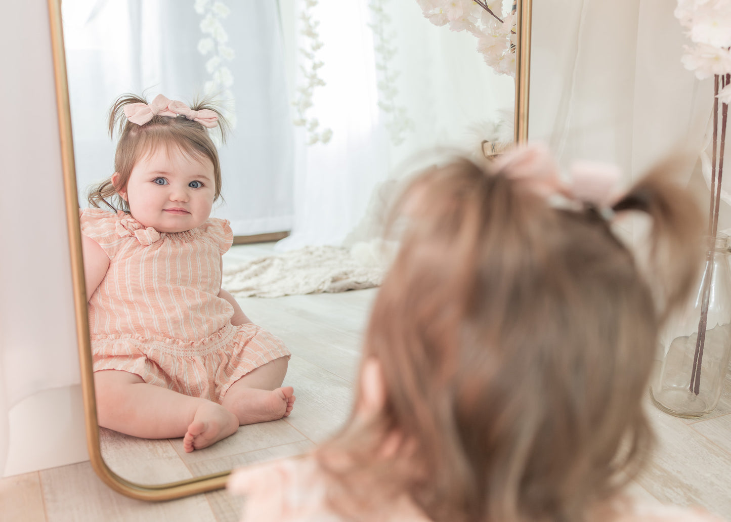 Boucle pigtails - mousseline rose pâle